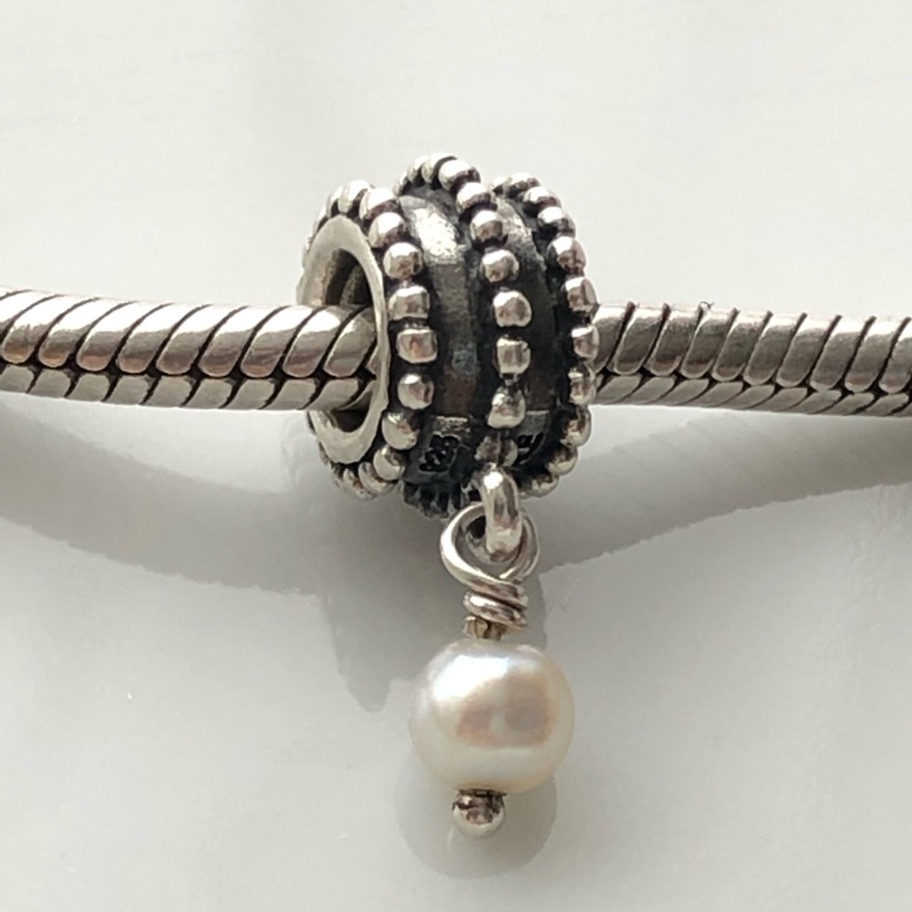 Pandora beaded drop pearl dangle charm authentic